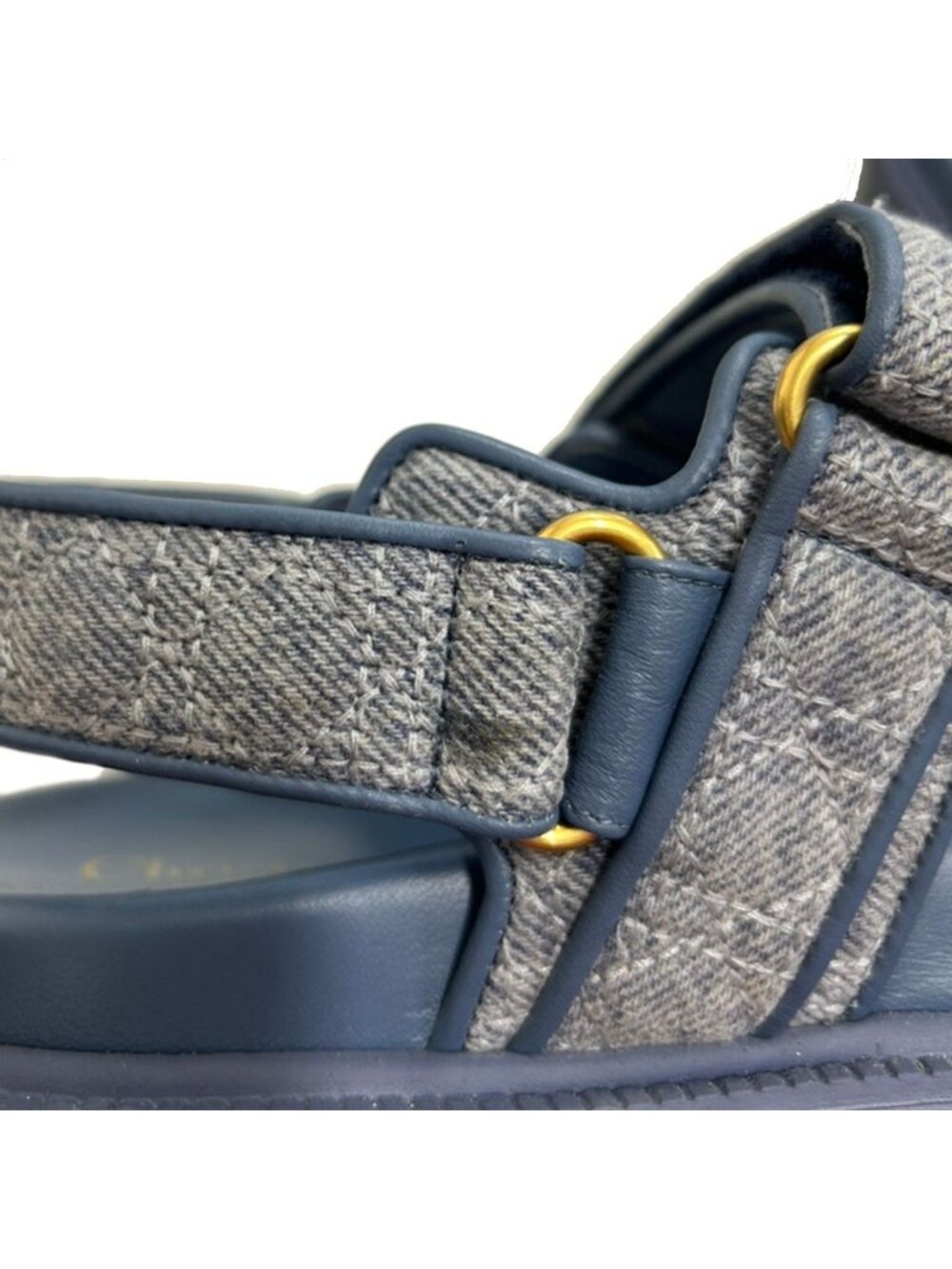 Dior Christian Act Cannage Denim Strap Sandals Blue 36.5 - Picture 8 of 8